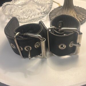 Black Leather Strap with Metal Accents